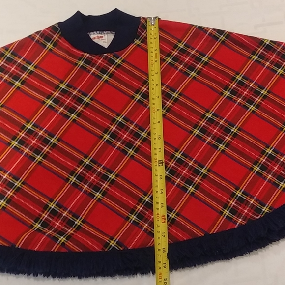 Vintage Red Plaid Poncho Size 6X/7 - Picture 4 of 6
